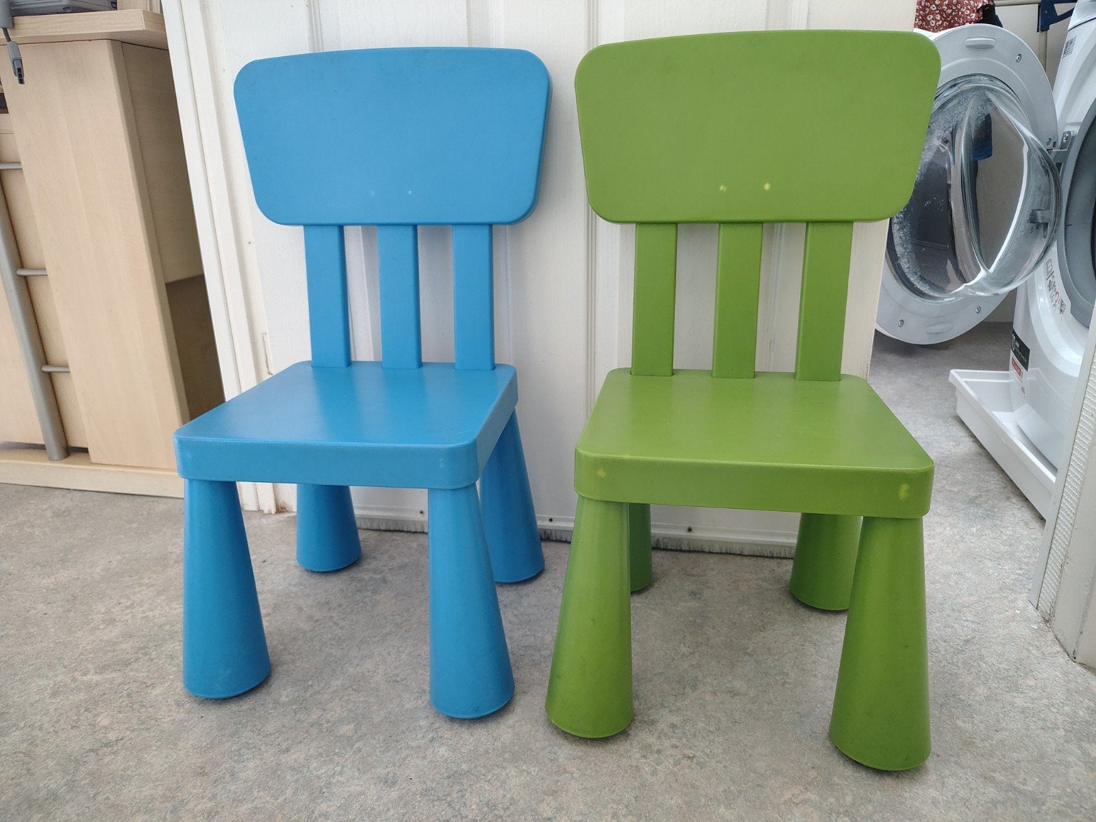 IKEA Mammut kinderstoelen (blauw en groen), Ophalen, Gebruikt, Stoel(en)