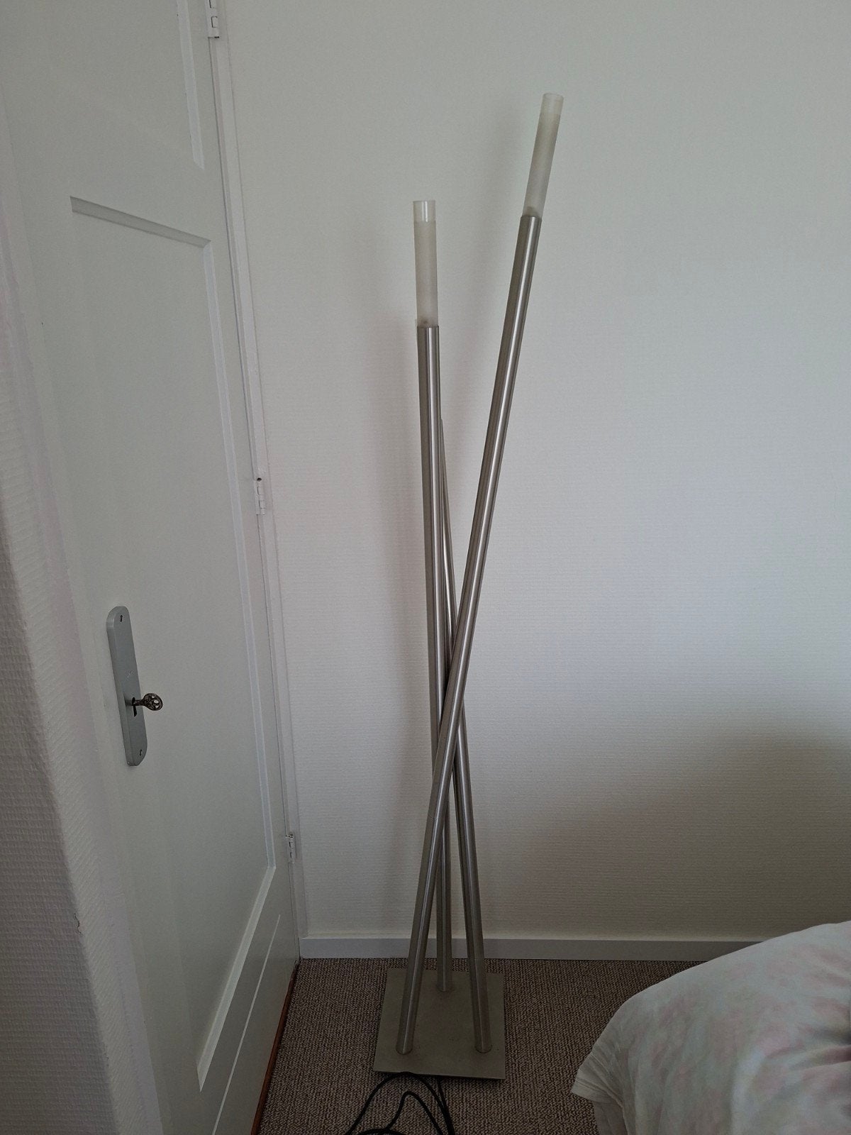 Moderne vloerlamp met 3 stangen, RVS, G9 fitting, Ophalen, Gebruikt, Metaal, Modern