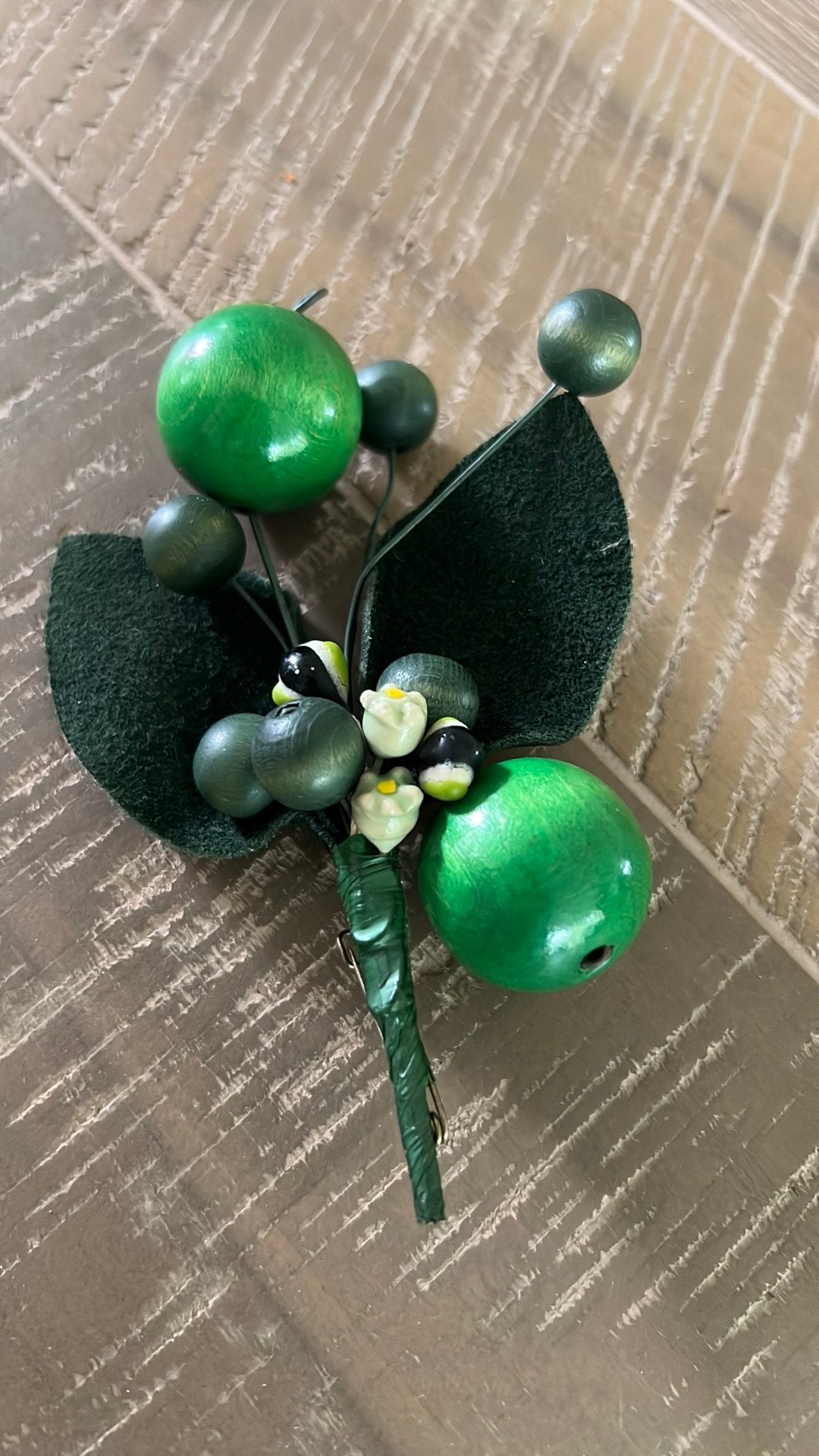 Vintage broche jaren 70, Overige materialen, Gebruikt, Groen, Ophalen