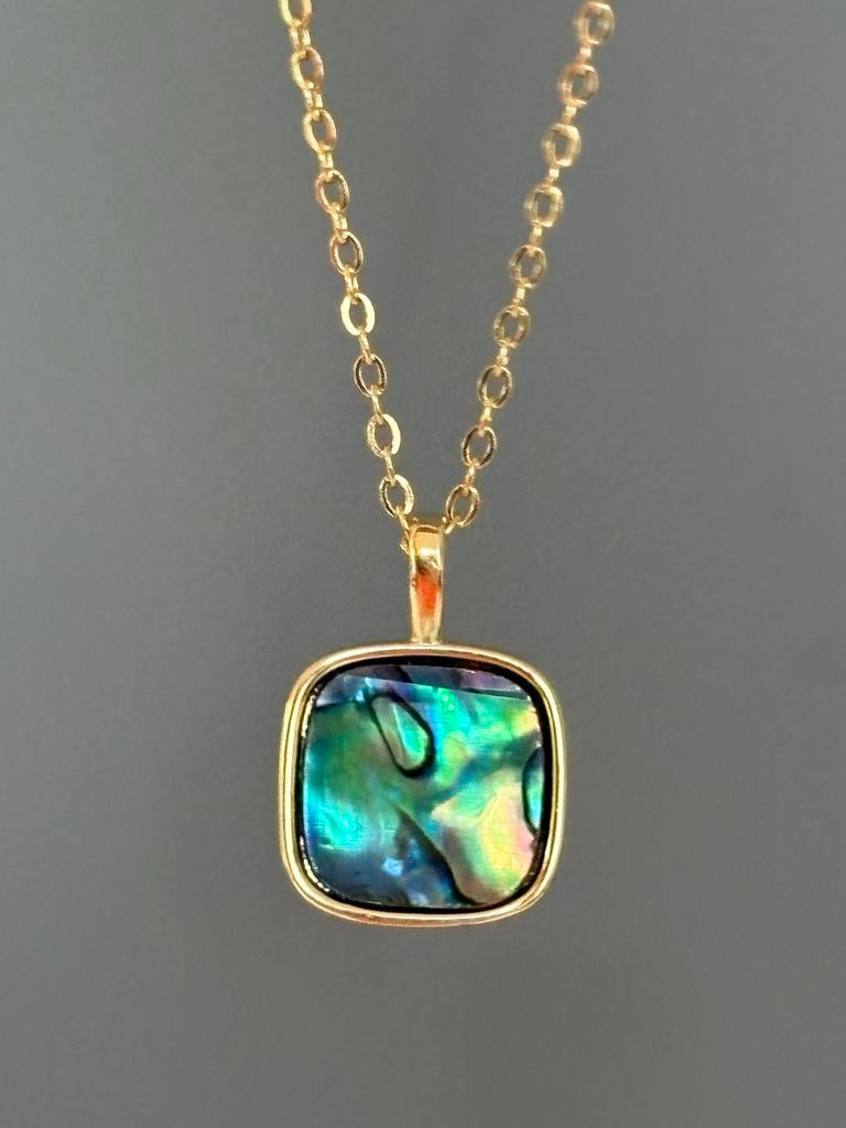 Abalone Stijl Acryl Hanger met Goudkleurige Ketting, Met hanger, Kunststof, Verzenden, Nieuw