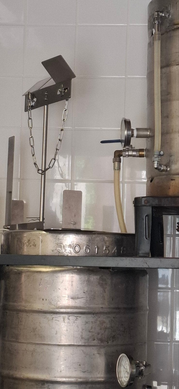 Complete 3-Vessel RVS Bierbrouwinstallatie (max. 40L) op gas, Ophalen, Gebruikt