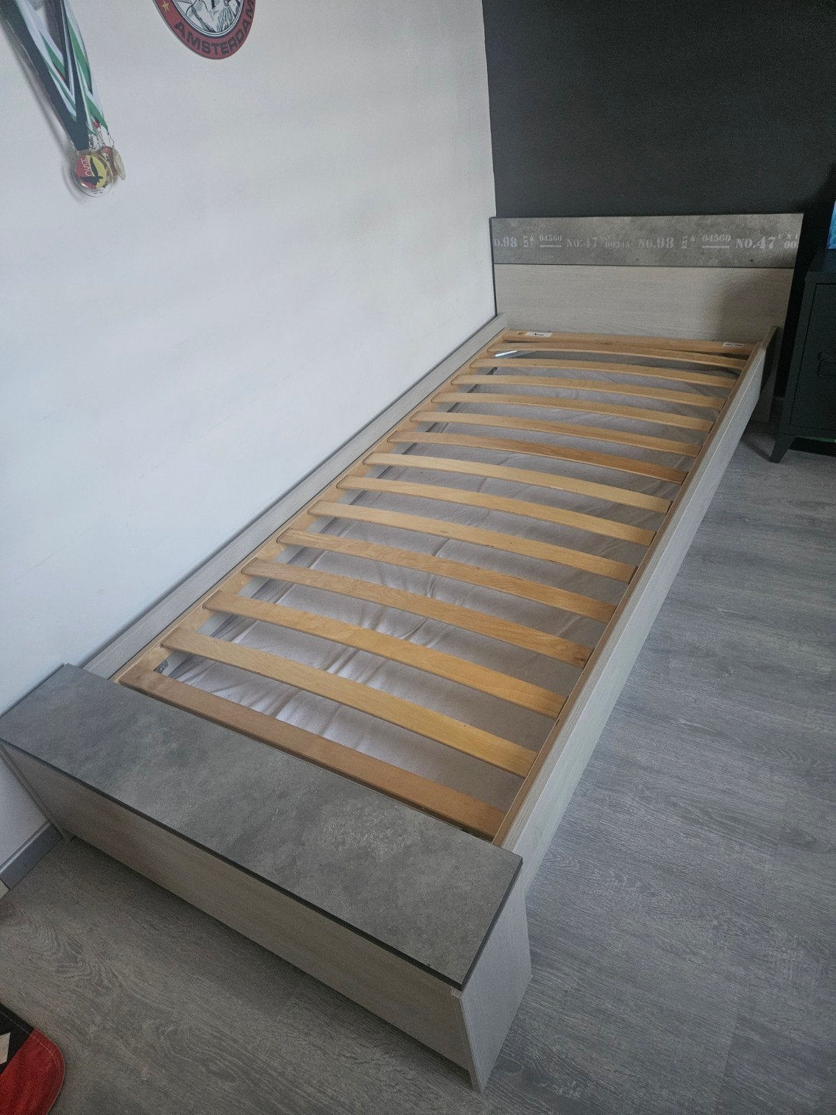 Bed 90x200 cm met opbergruimte – inclusief lattenbodem, Ophalen, Gebruikt, 90 cm, Eenpersoons
