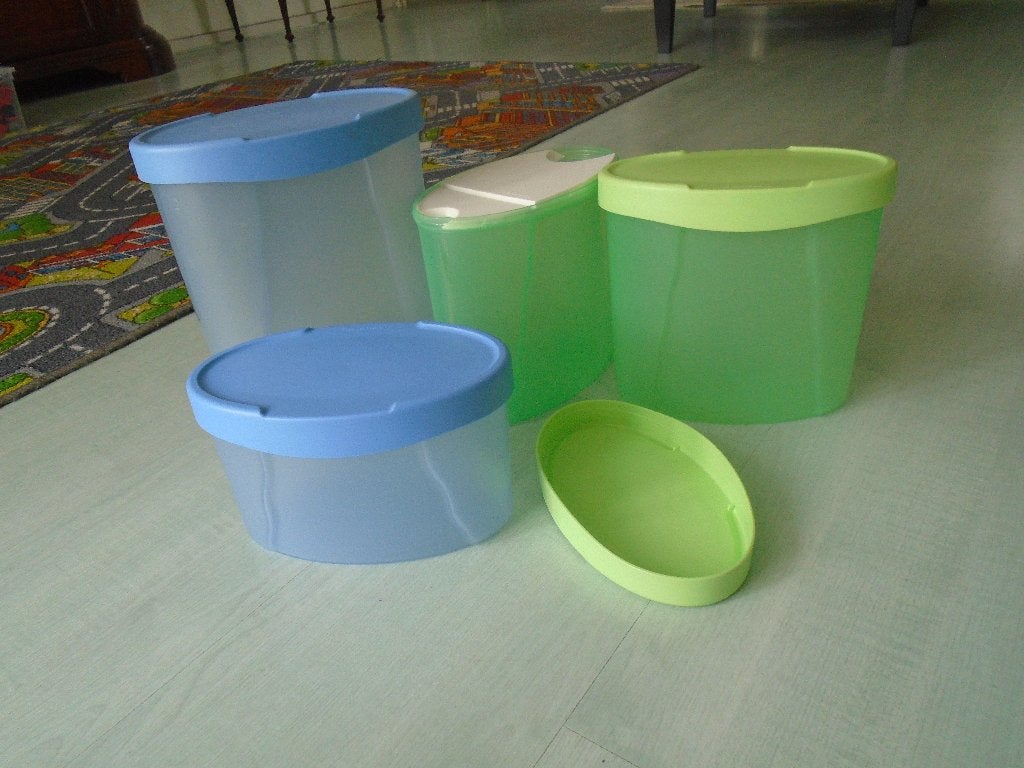 voorraadbussen met doseerdeksel , tupperware, Ophalen of Verzenden, Zo goed als nieuw, Blauw, Overige typen
