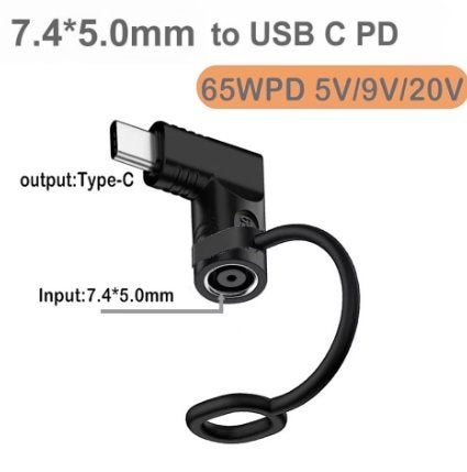 Dell/HP Adapter 65W : 7,4mm plug naar USB-C Adapter Convertr, Ophalen of Verzenden, Nieuw
