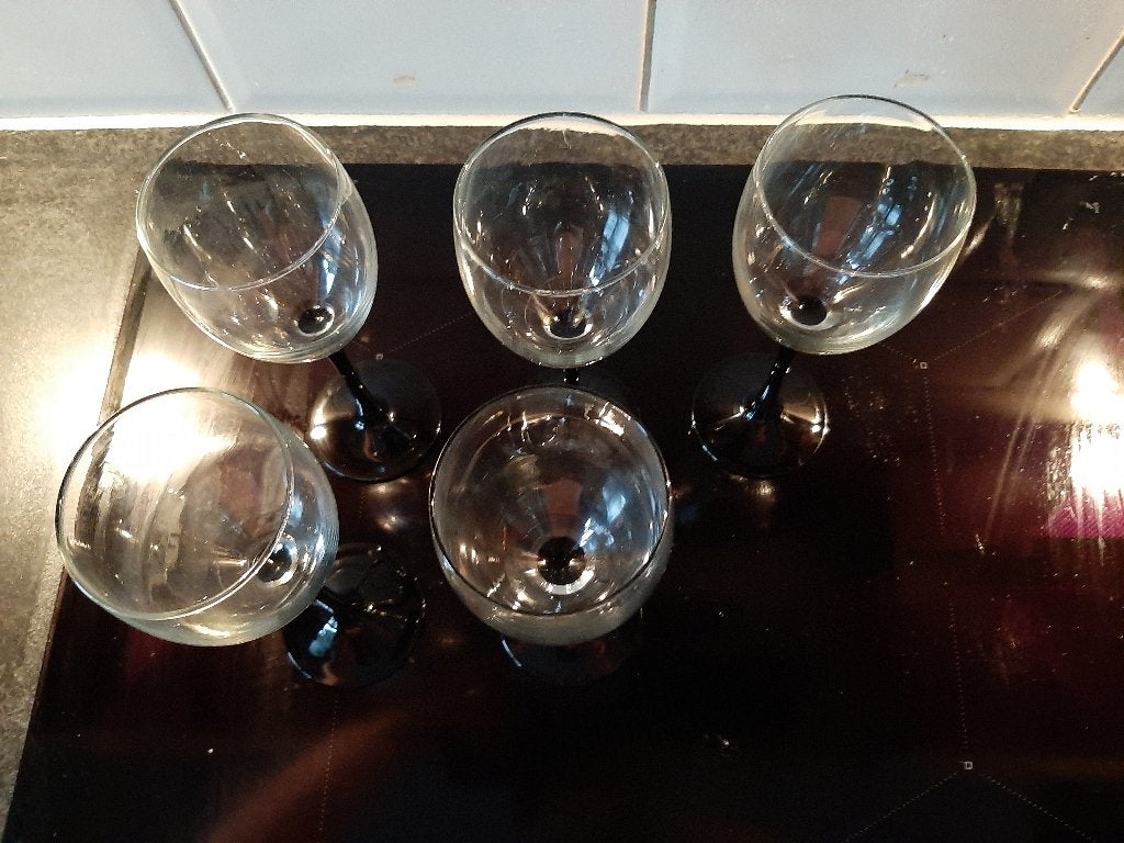 Vintage 5 Luminarc wijnglazen, Glas of Glazen, Ophalen of Verzenden, Overige stijlen, Glas