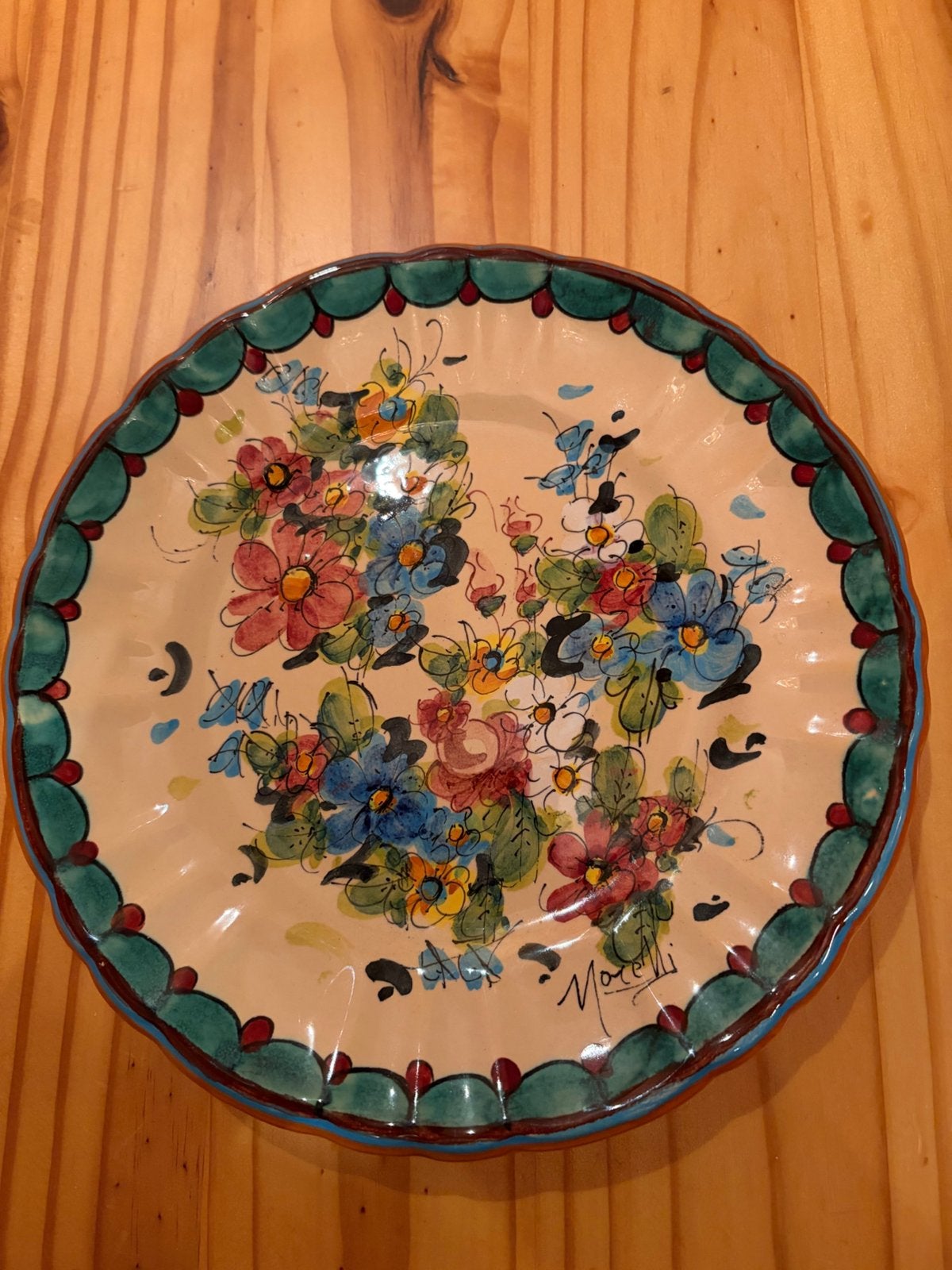 Wandbord Morelli ron bloemen 19 cm, Ophalen of Verzenden
