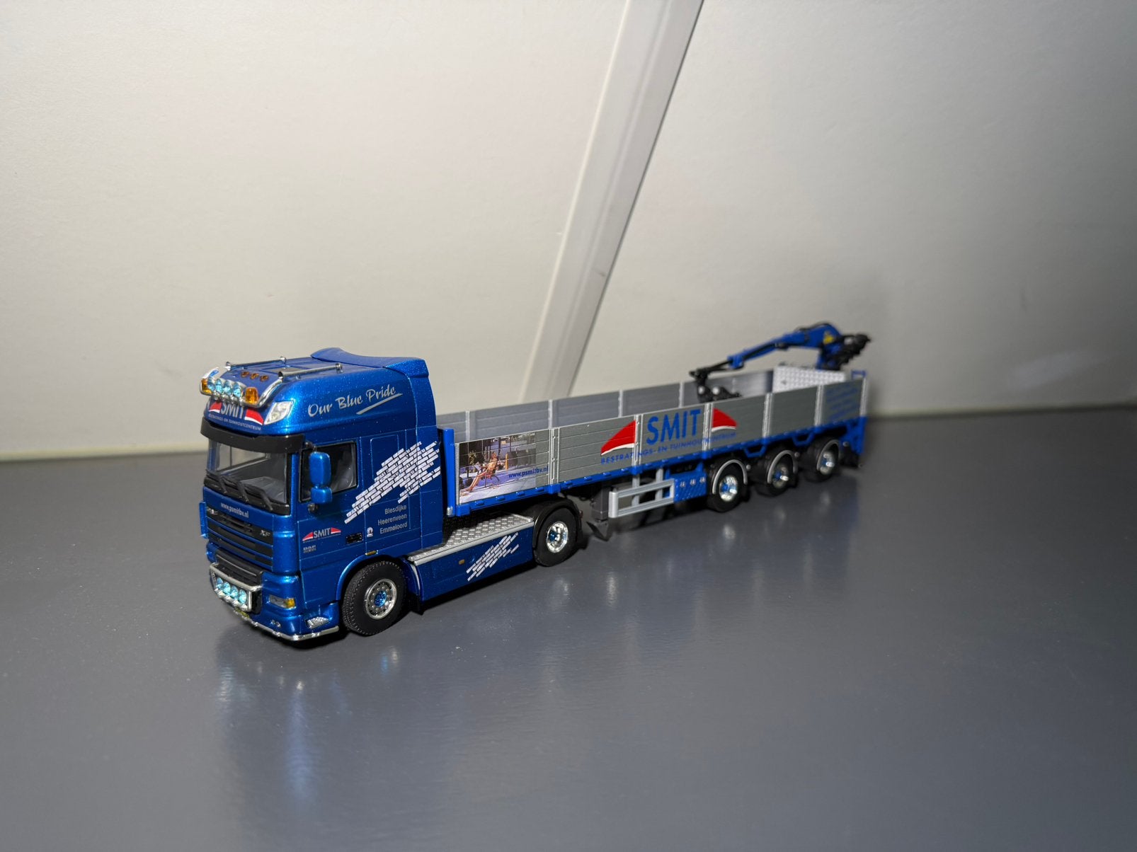 Wsi Smit Blesdijke Heereveen Emmeloord steentrailer 1:50, Ophalen of Verzenden, Zo goed als nieuw, Bus of Vrachtwagen, Wsi