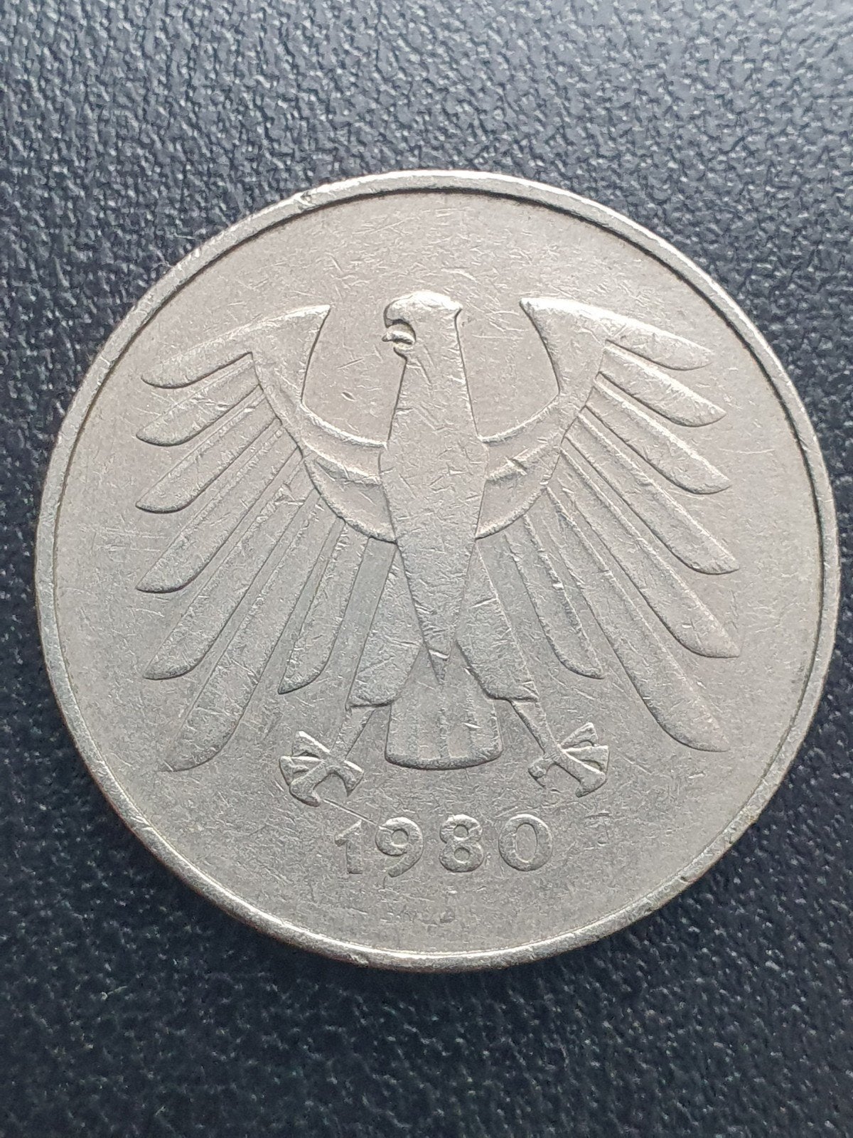 5 Mark munt uit 1980 J Duitsland., Ophalen of Verzenden, Duitsland, Losse munt