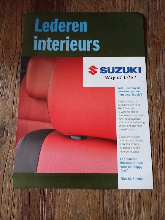 Suzuki Lederen Interieur + Prijzen 2 pag., Verzenden, Zo goed als nieuw, Overige merken
