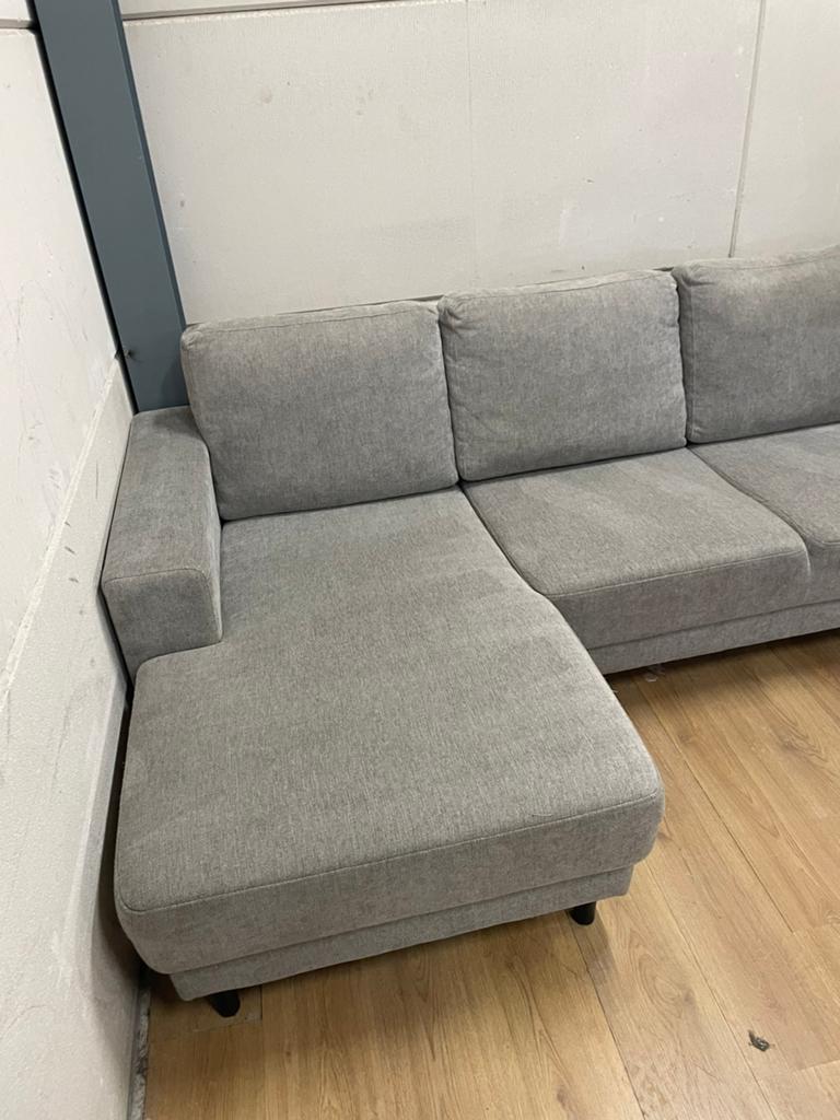 Mooie luxe suede grijze hoekbank - GEREINIGD!!!, Huis en Inrichting, Ophalen, 125 tot 150 cm, Luxe, Hoekbank