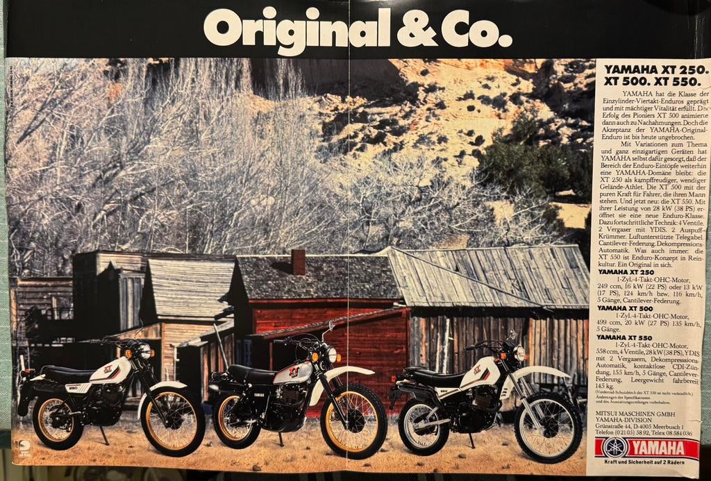 Advertentie 1980 Yamaha XT500 XT250 en XT550, Verzenden, Gebruikt, Motoren