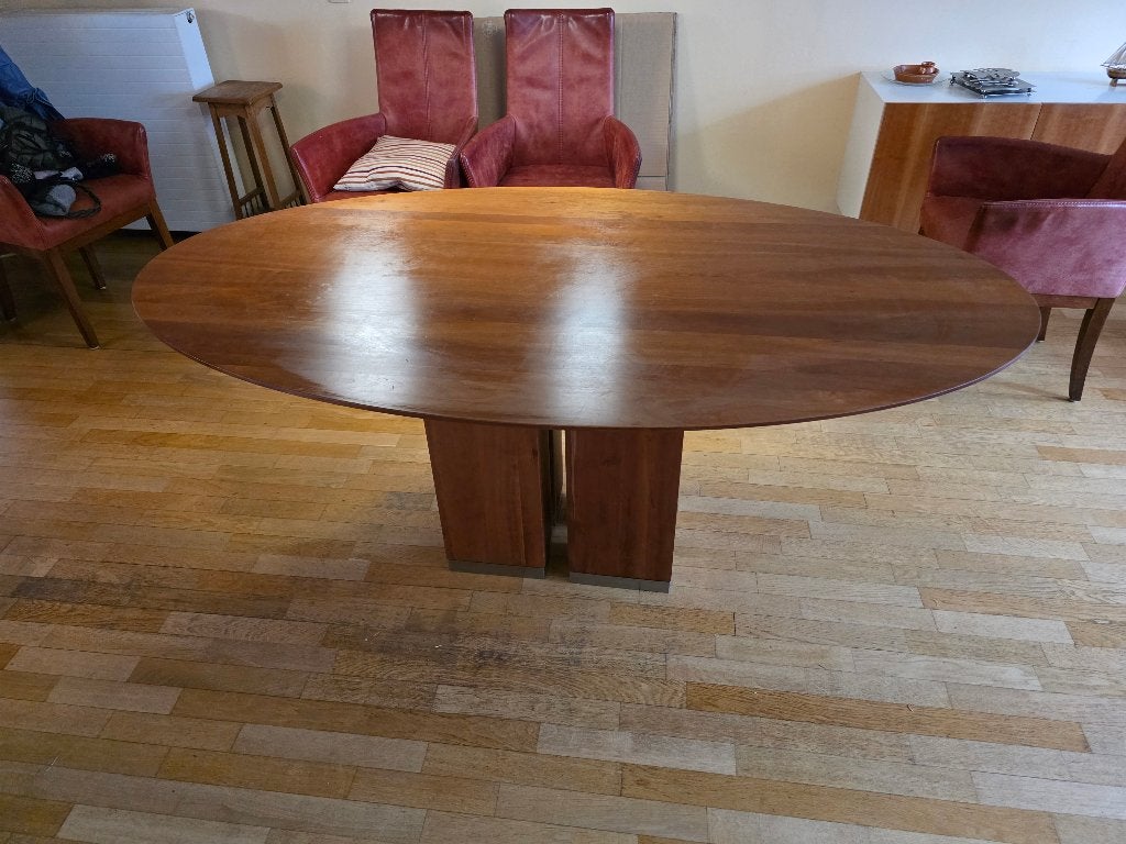 Ovalen eettafel kersenhout, Ophalen, Gebruikt, 100 tot 150 cm, Vijf personen of meer