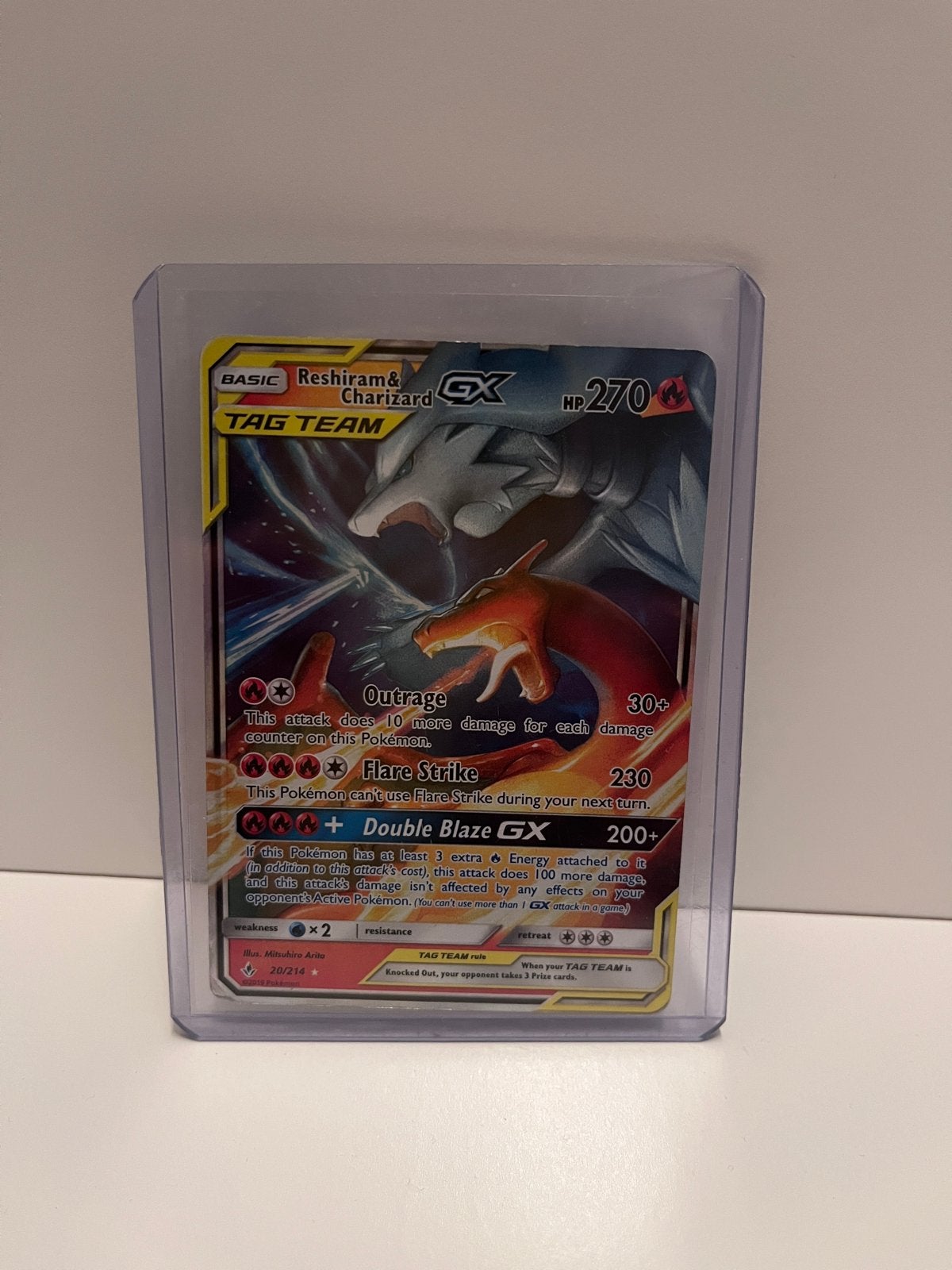 Pokémon Kaart Reshiram & Charizard GX TAG TEAM, Hobby en Vrije tijd, Ophalen of Verzenden, Zo goed als nieuw, Losse kaart