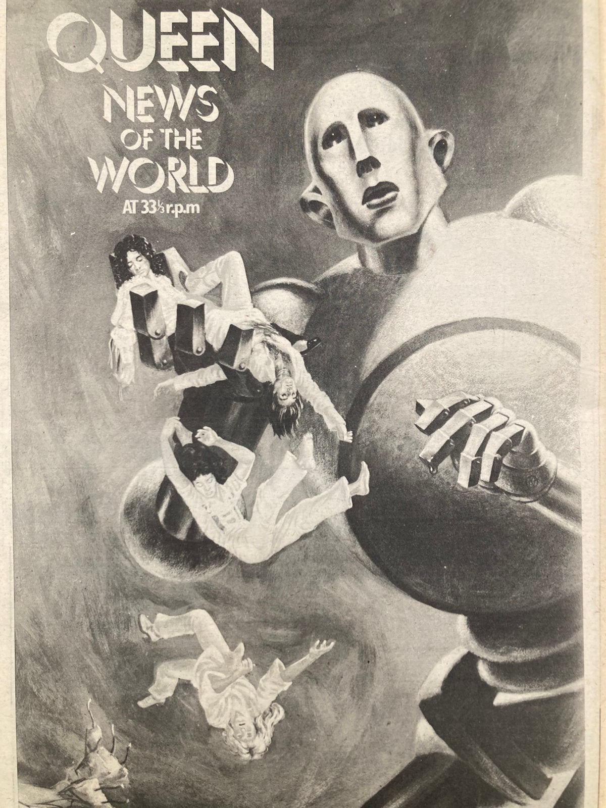 Paginagrote A3 advertentie QUEEN News Of The World release, Ophalen of Verzenden