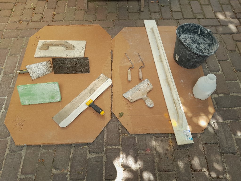 stucadoor gereedschap, Ophalen, Gebruikt, Gereedschapsset
