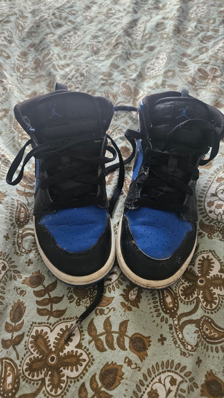 Nike Air Jordan 1 Mid - Blauw/Zwart (Maat 33.5), Gebruikt, Ophalen of Verzenden, Nike, Jongen of Meisje
