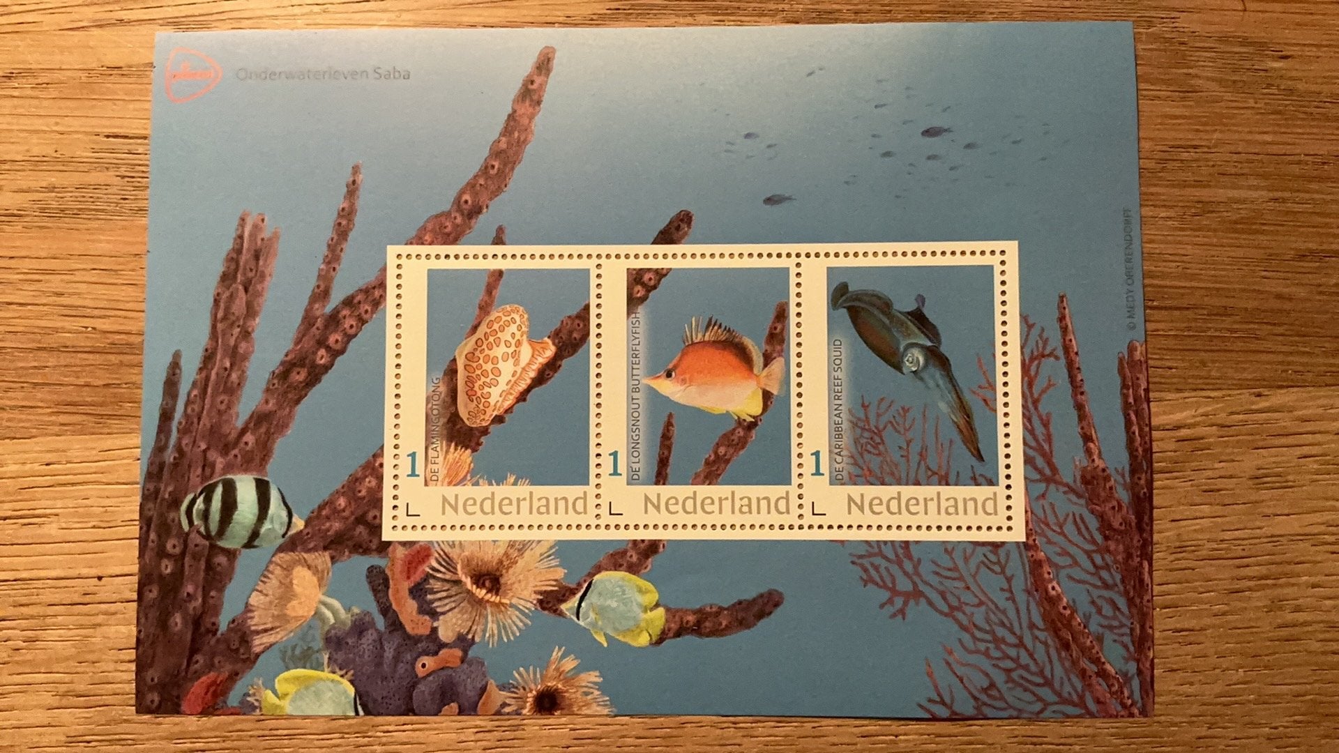 set postzegels Onderwaterleven Saba met 3 ansichten, Postzegels en Munten, Ophalen of Verzenden, Postfris