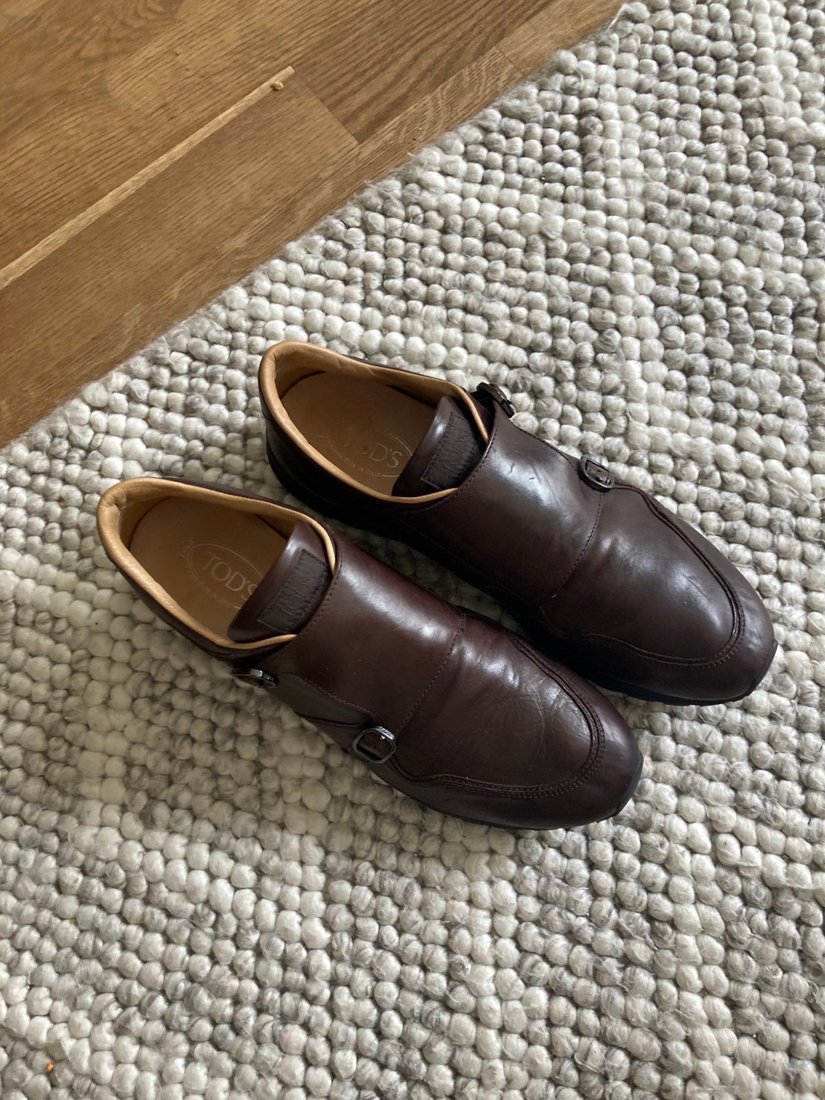 Tod’s Double Monk Strap Sneakers Leer -Maat  12,5 UK, Ophalen of Verzenden, Zo goed als nieuw, Bruin, Sneakers of Gympen