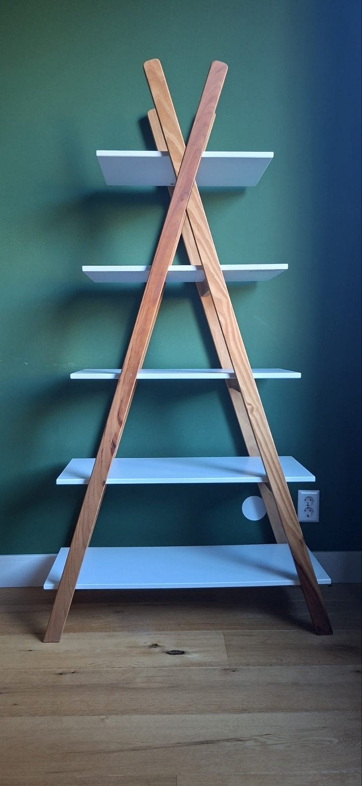 Modern houten kinderboekenkast met witte planken (170x90 cm), Ophalen, Met plank(en), Gebruikt, 50 tot 100 cm