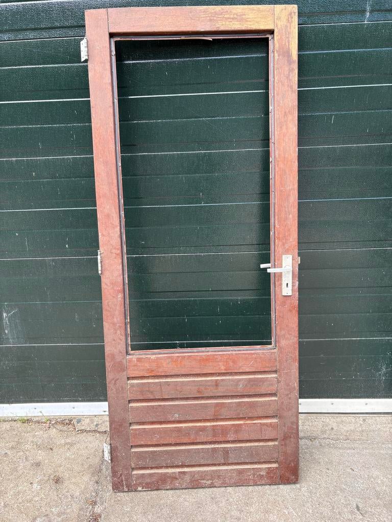 Hard Houten buitendeur 211,5x87,5, Gebruikt, 80 tot 100 cm, Ophalen of Verzenden, Buitendeur