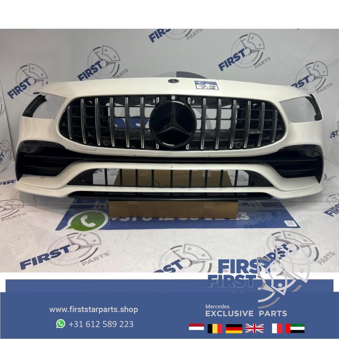 X290 W290 GT 43 53 4 DOORS COUPÉ AMG VOORBUMPER WIT COMPLEET, Gebruikt, -, Voor, Ophalen of Verzenden