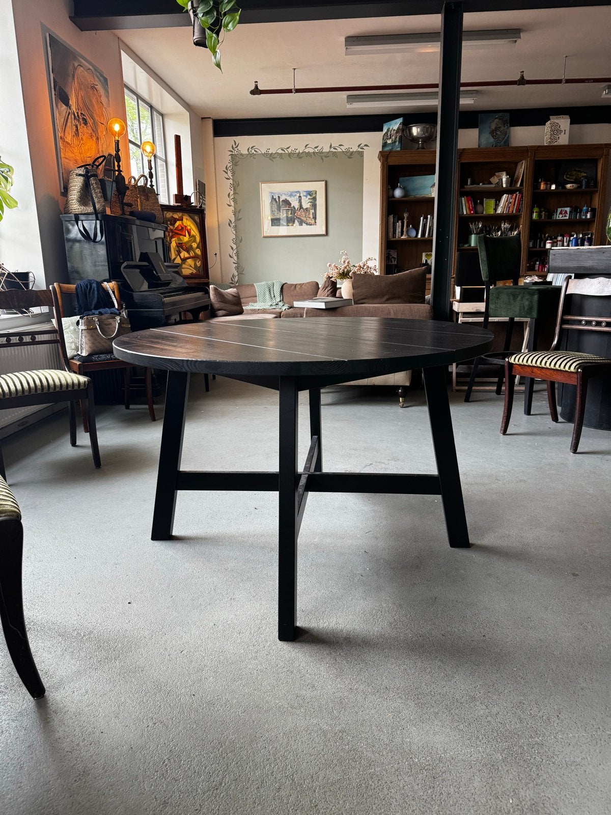 Eettafel, rond 120 meter, van hout, Ophalen, Gebruikt, 100 tot 150 cm, Rond