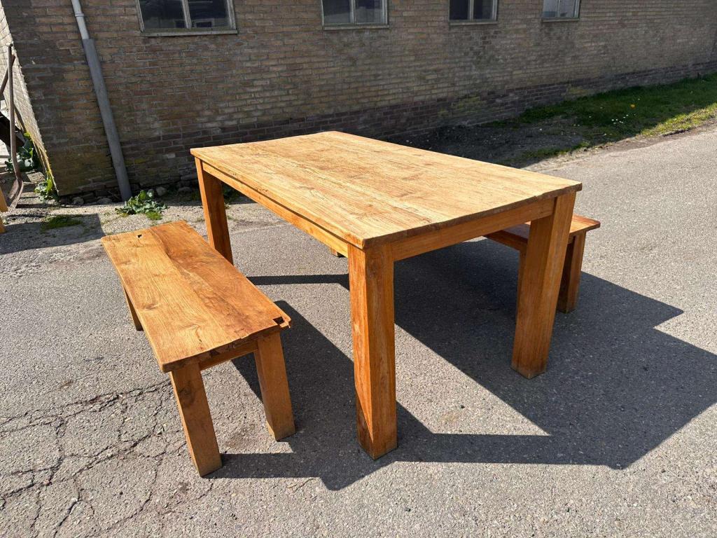 Tafel met zitbankjes, eettafel met 2 banken | diverse sets, Niet ingevuld, Gebruikt, 50 tot 100 cm, 150 tot 200 cm