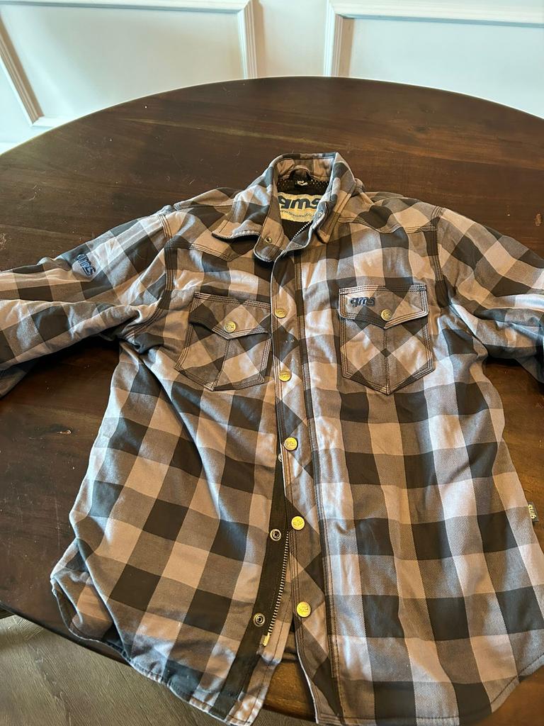 GMS Moto Geruit Overhemd - Maat 4XL/60, Ophalen of Verzenden, Zo goed als nieuw, Overige maten, Grijs