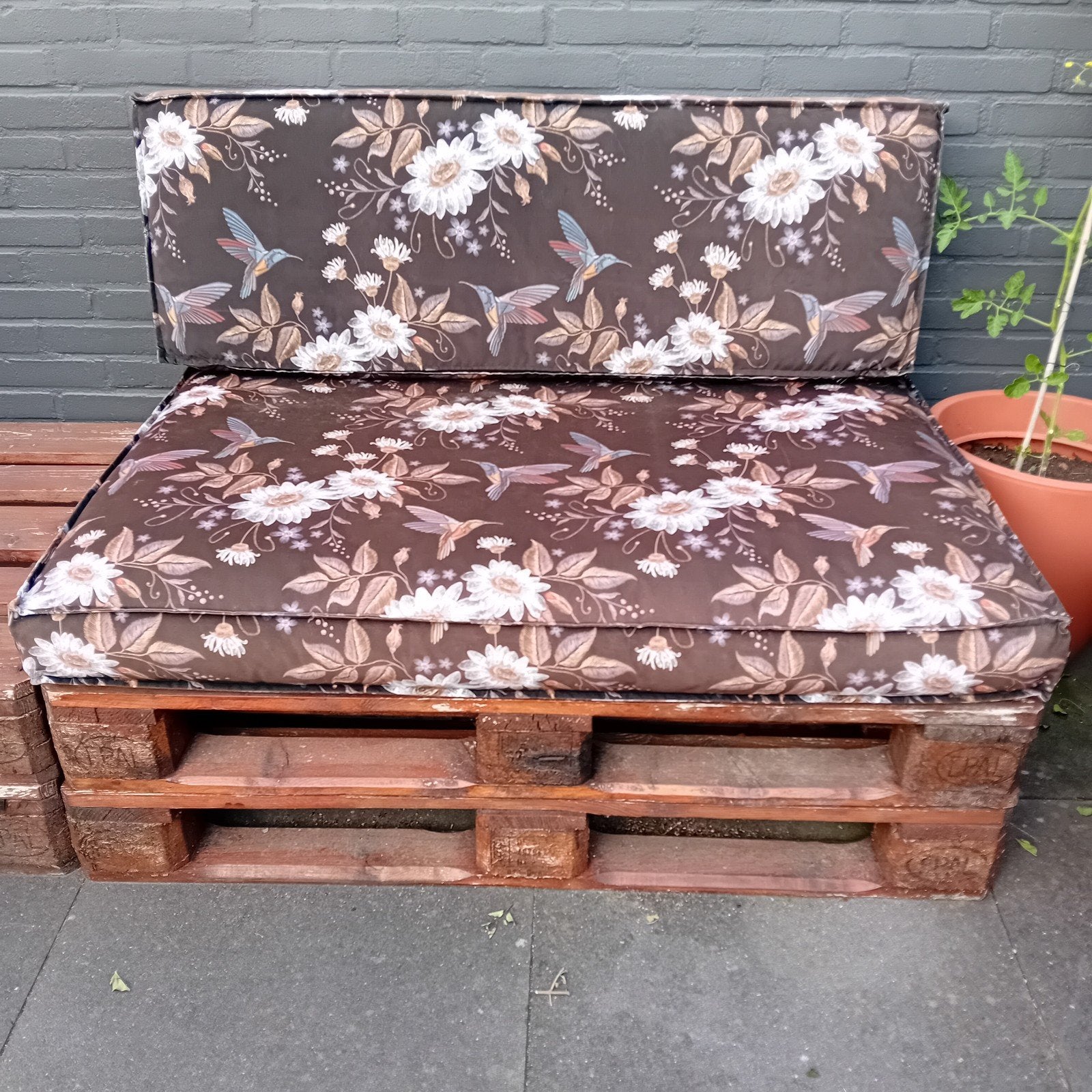 Palletbank met kussens, Tuin en Terras, Ophalen, Hout