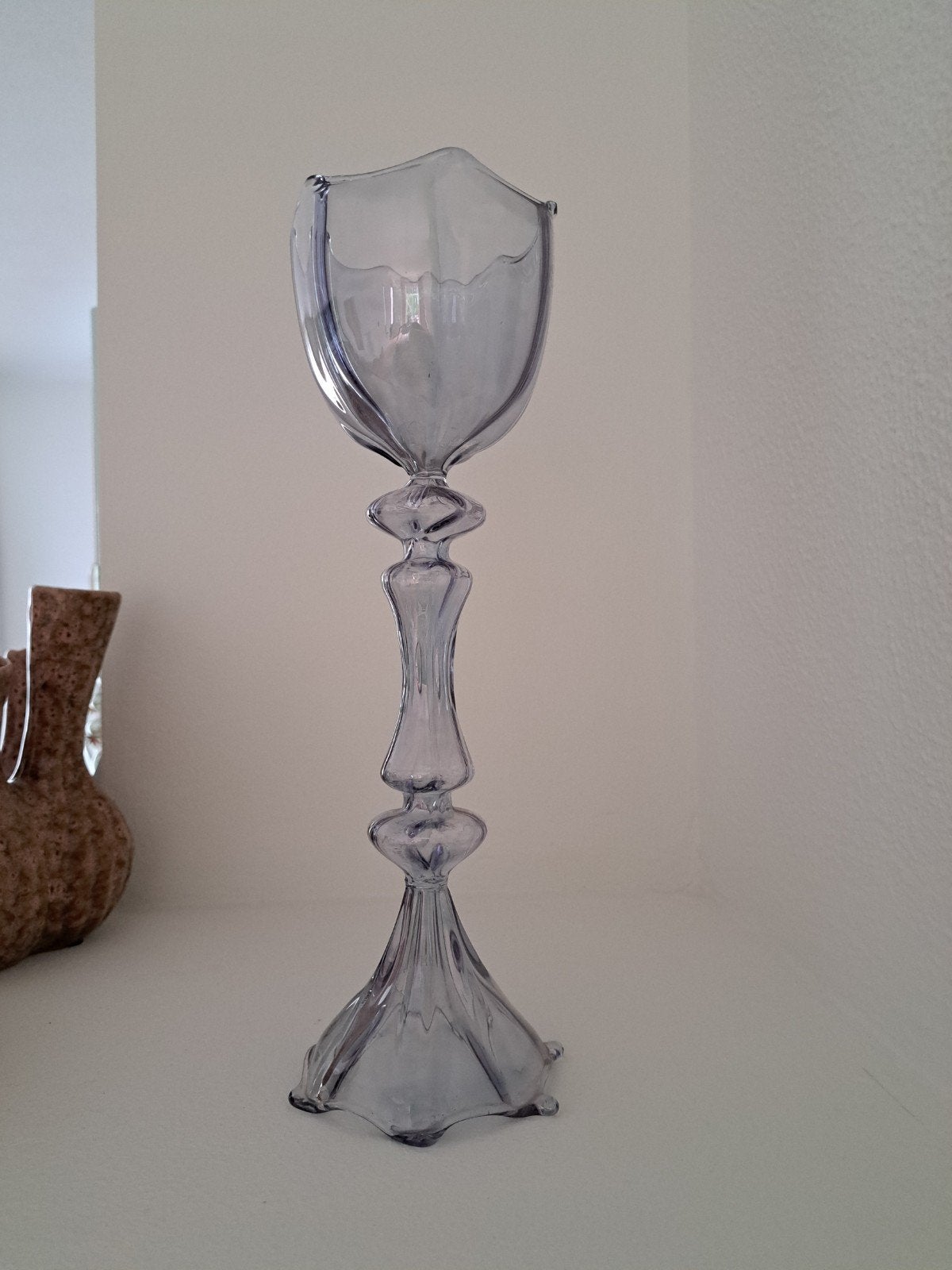 Glazen kelk/sierobject van Des Pots, lichtblauw, Ophalen of Verzenden, Zo goed als nieuw, Overige typen