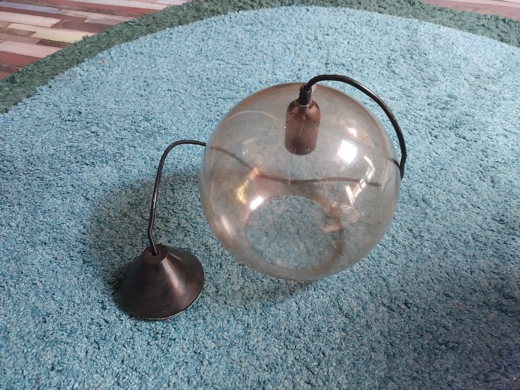 Lamp rookglas rookglaze hanglamp, Ophalen of Verzenden, Gebruikt, Glas, E27 (groot)