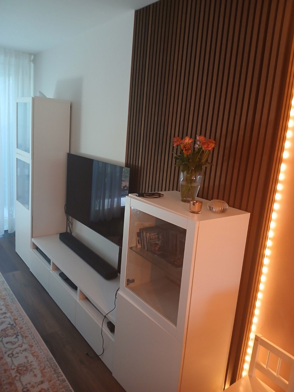 IKEA BESTÅ TV-meubel met vitrinedeuren, wit, Ophalen, Gebruikt, 200 cm of meer, Modern