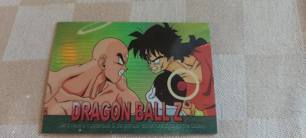 dragonball z kaart reverseholo Yamcha Tien Chiaotzu, Ophalen of Verzenden, Zo goed als nieuw, Losse kaart