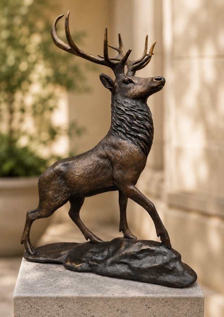 bronzen beeld / HERT/ 36 cm hoog / EDELHERT, Ophalen of Verzenden, Nieuw, Hert, Beeldje of Figuurtje