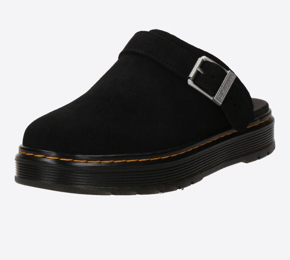 Dr. Martens suède instappers, Kleding | Dames, Schoenen, Ophalen of Verzenden, Zo goed als nieuw, Zwart, Sandalen of Muiltjes