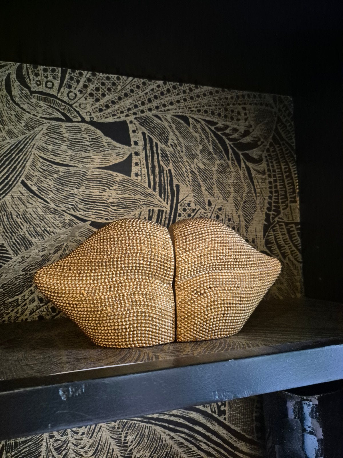 Decoratieve Boekensteun - Gouden Lippen Design, Overige materialen, Ophalen of Verzenden, Zo goed als nieuw, Goud