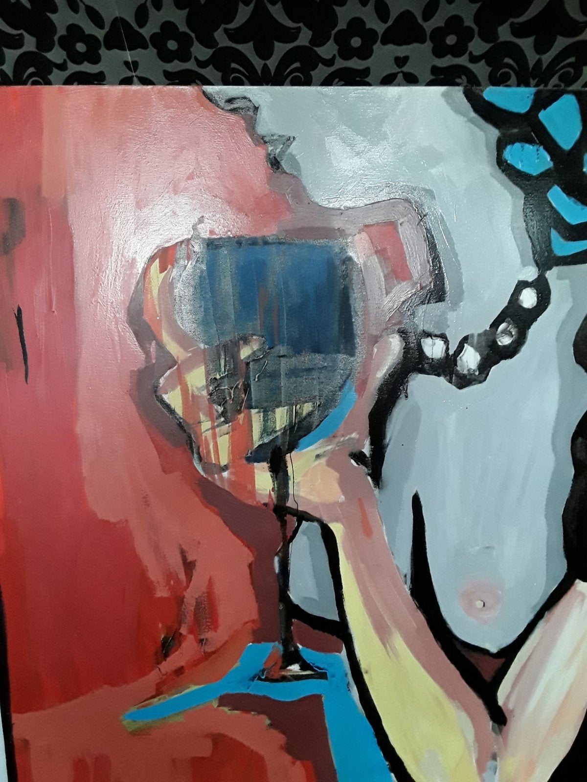 Groot schilderij van Georgi Shengelia, genaamd "de Barones", Ophalen
