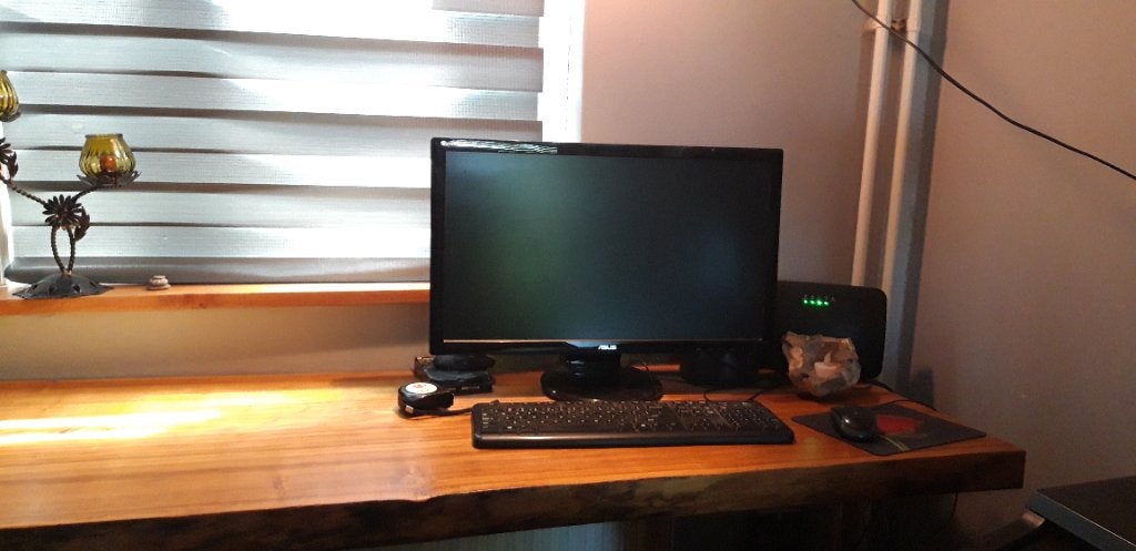 Live edge floating Boomstam bureau blad tafel bar tafel, Huis en Inrichting, Bureaus, Ophalen, Bruin, Overige merken, Computerbureau