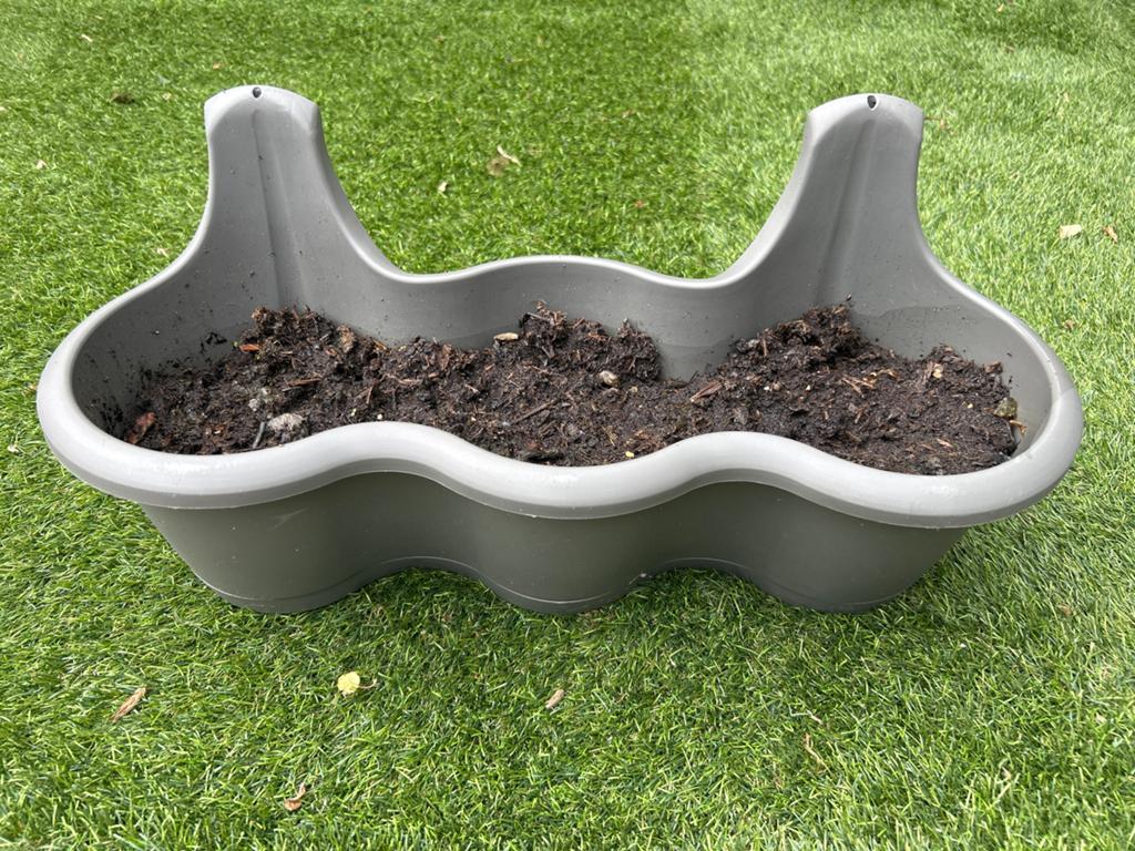 Grijze plantenbak voor binnen of buiten, Tuin en Terras, Kunststof, Gebruikt, Minder dan 30 cm, Ophalen of Verzenden