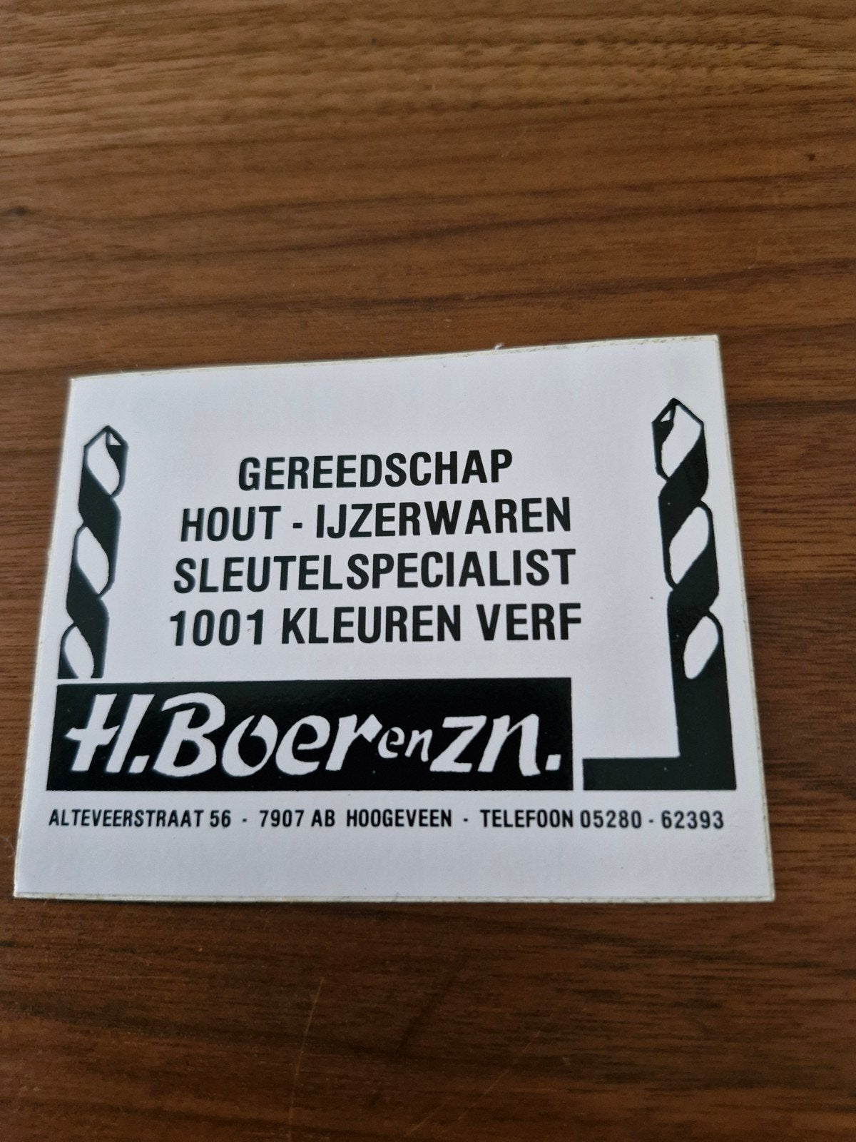 9972 Vintage H. Boer en ZN. Hoogeveen sticker, Verzamelen, Ophalen of Verzenden, Zo goed als nieuw