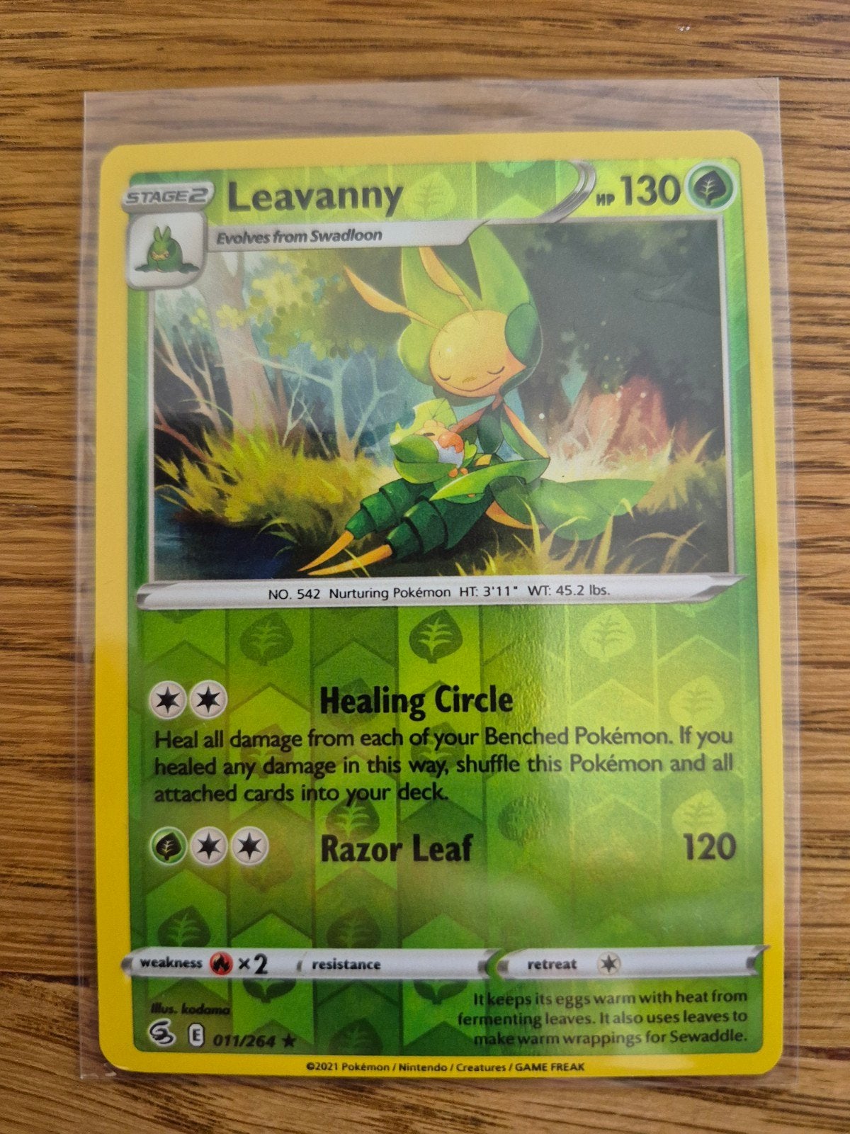 Leavanny 011/264 Reverse Holo, Ophalen of Verzenden, Zo goed als nieuw, Losse kaart, Foil