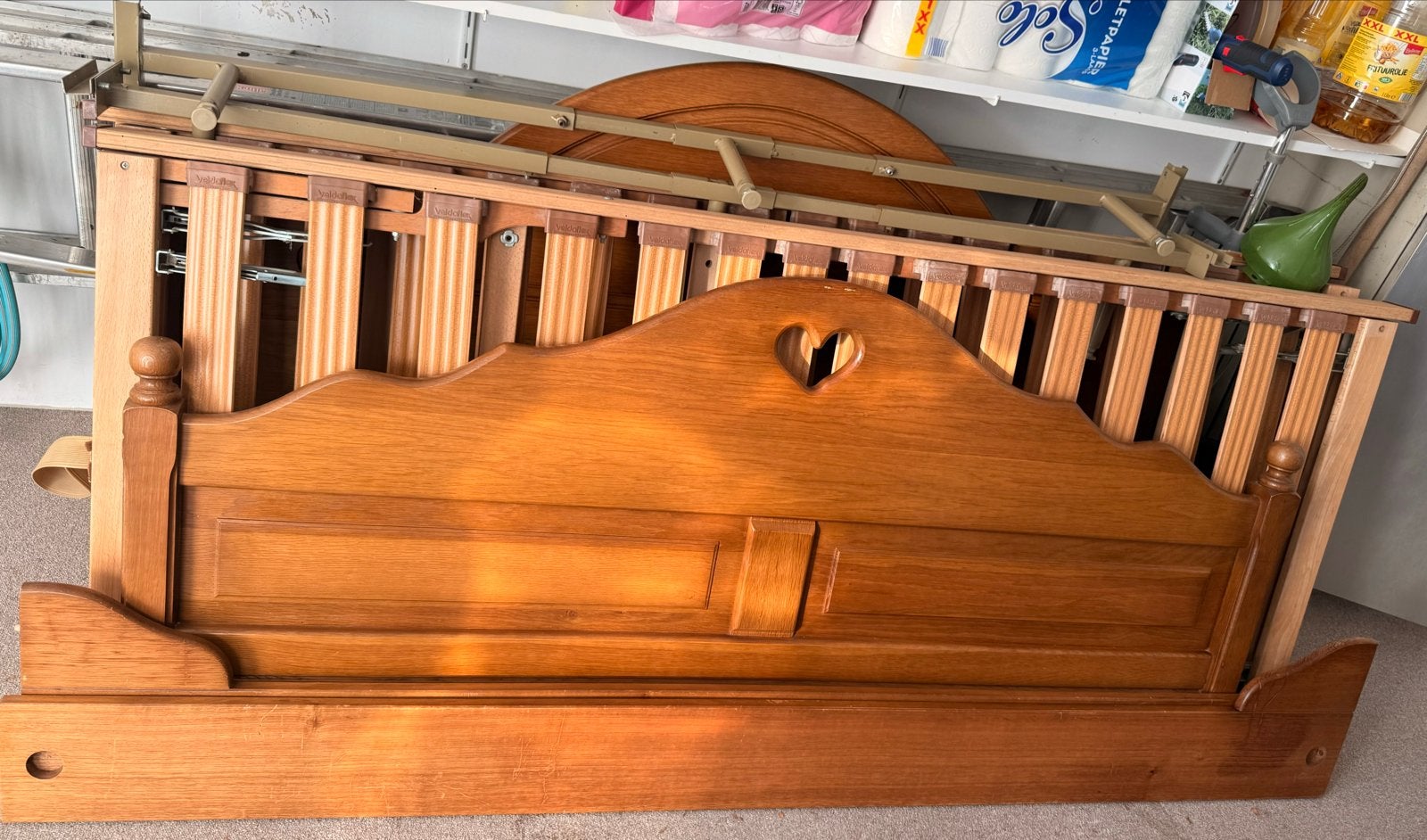 2-persoons bed 200x160cm met lattenbodem, Ophalen, Gebruikt, Bruin, Tweepersoons