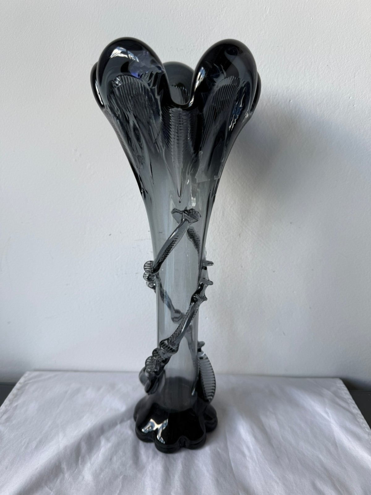 Vaas zwart glas Franz Welz Boheems, Ophalen of Verzenden