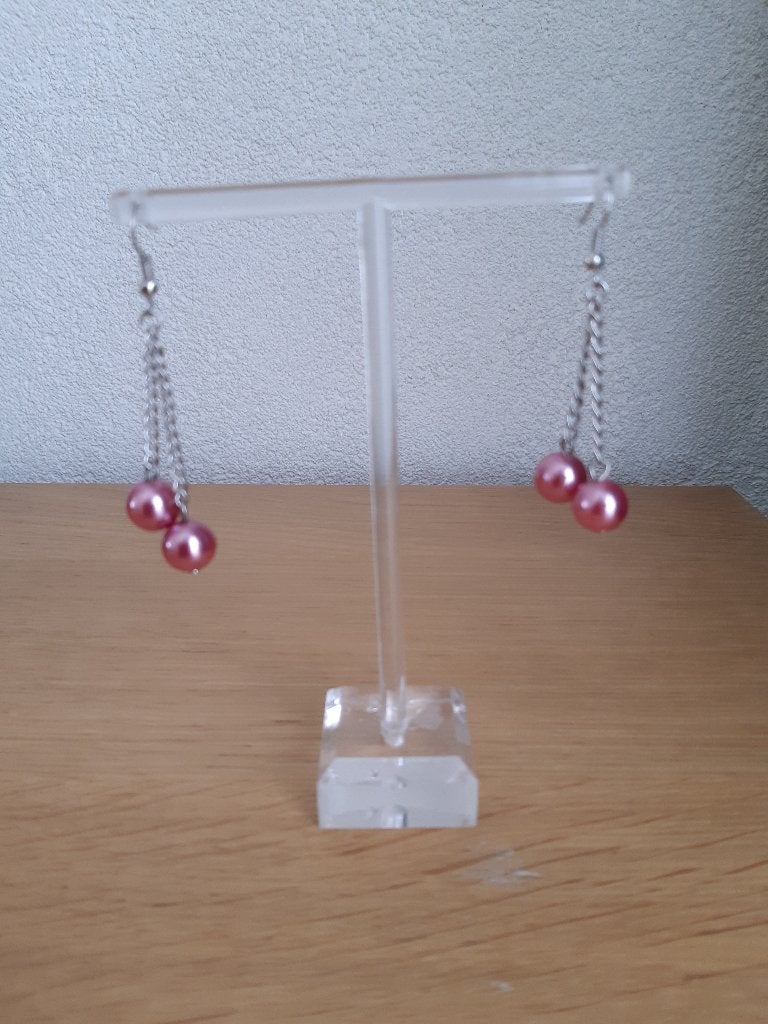 Roze hang oorbellen, Hangers, Nieuw, Ophalen of Verzenden, Roze