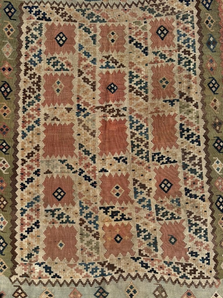 Antik Kilim Qashqai ( Handmade / Antique ) 216 x 157 cm, Wol, 200 cm of meer, Ophalen of Verzenden, Zo goed als nieuw