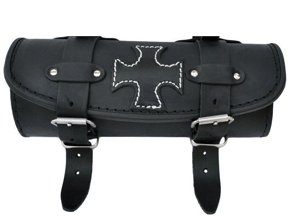 leren Toolrol 28 x 10 cm Mat Zwart Cross, Motoren, Noord Brabant, Demon Leathers, Verzenden, Nieuw