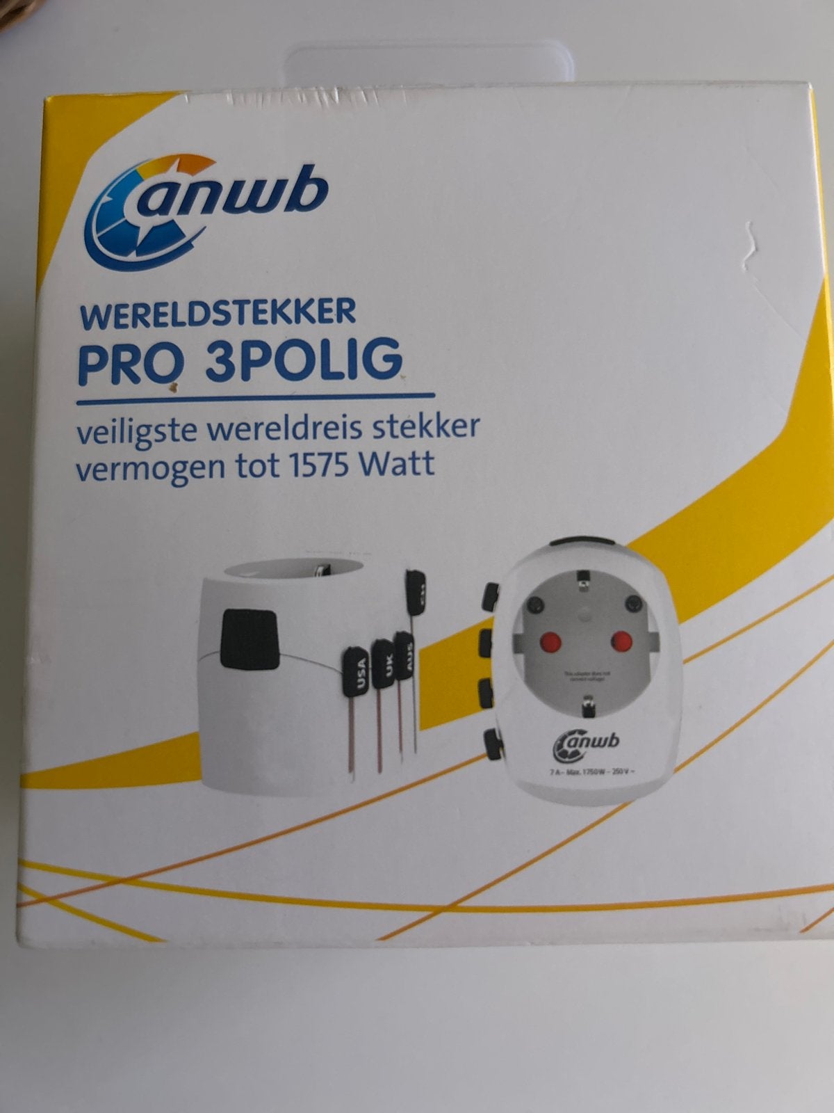 ANWB Wereldstekker PRO 3-polig - Veilig en Compact, Ophalen, Nieuw