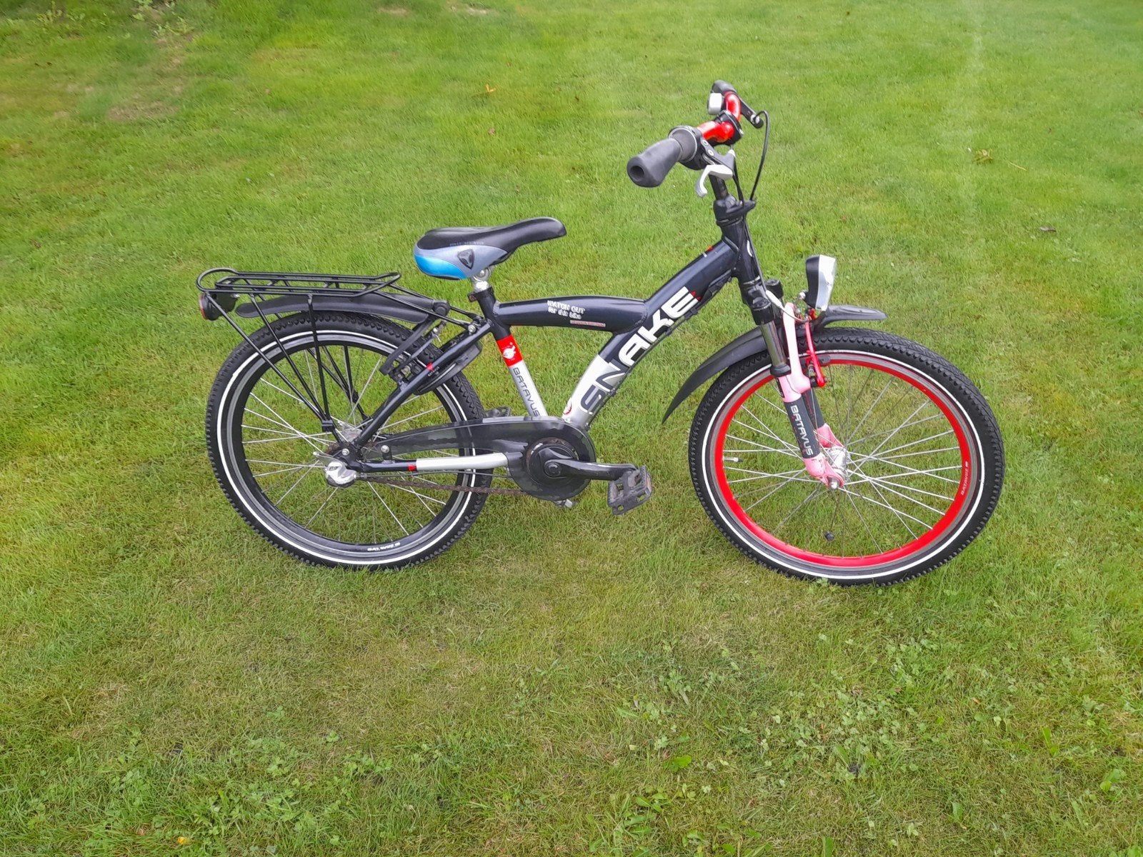 Kinderfiets Snake - Zwart/Rood, Gebruikt, Velgrem, Versnellingen, Minder dan 49 cm