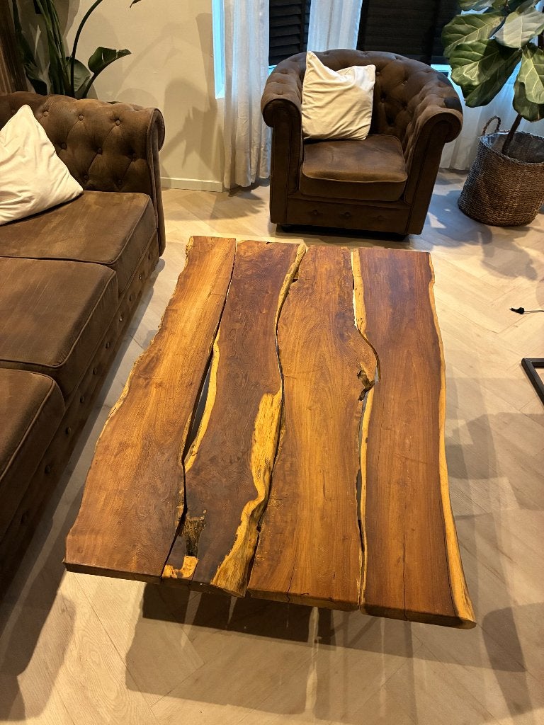 Salontafel 139 cm PTMD Juarhout | Industriële Look, Ophalen, 100 tot 150 cm, 50 tot 100 cm, Zo goed als nieuw