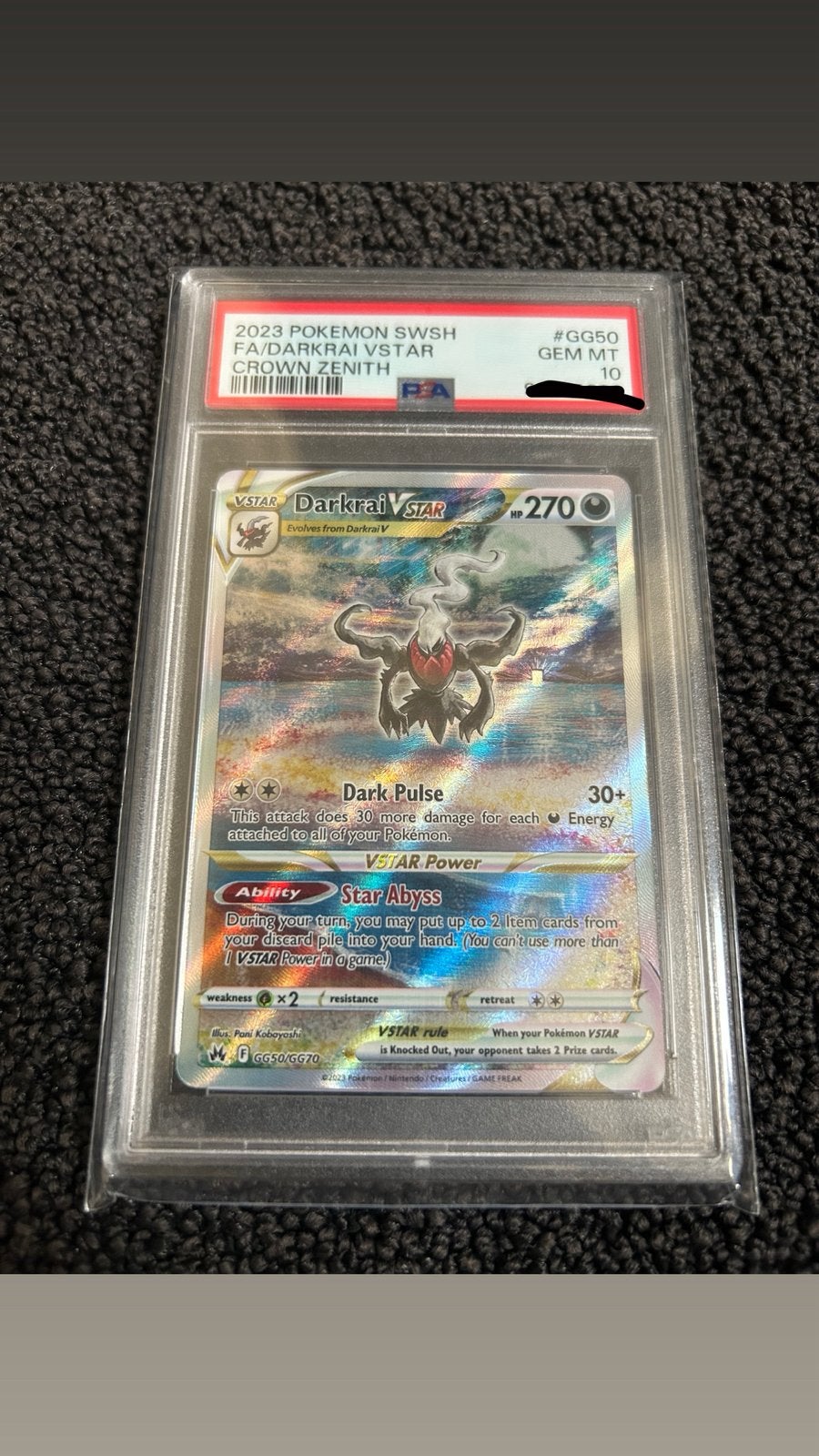 Darkrai VSTAR GG50/GG70 PSA 10 Crown Zenith, Ophalen of Verzenden, Zo goed als nieuw